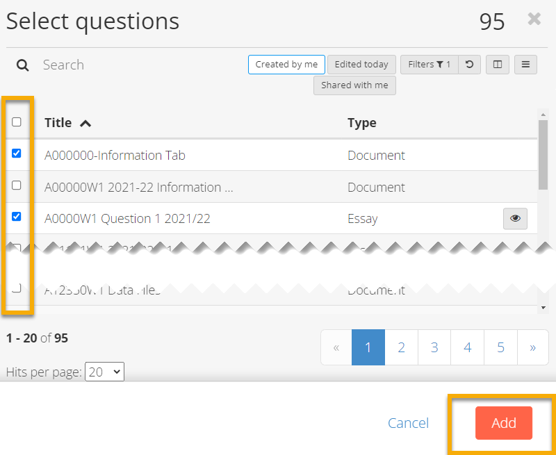 Add existing question - Step 2 Add existing question - Step 2