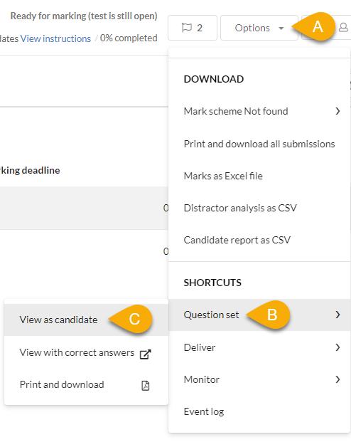 Steps to take to 'view as candidate'